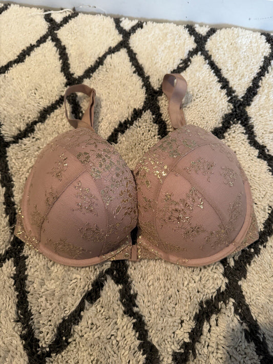 Victorias Secret Very Sexy Push Up Bra 32ddd Taupe W Gold Sparkle 