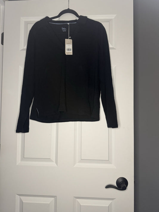 Boden Long Sleeve Polo Large Black Nwt 