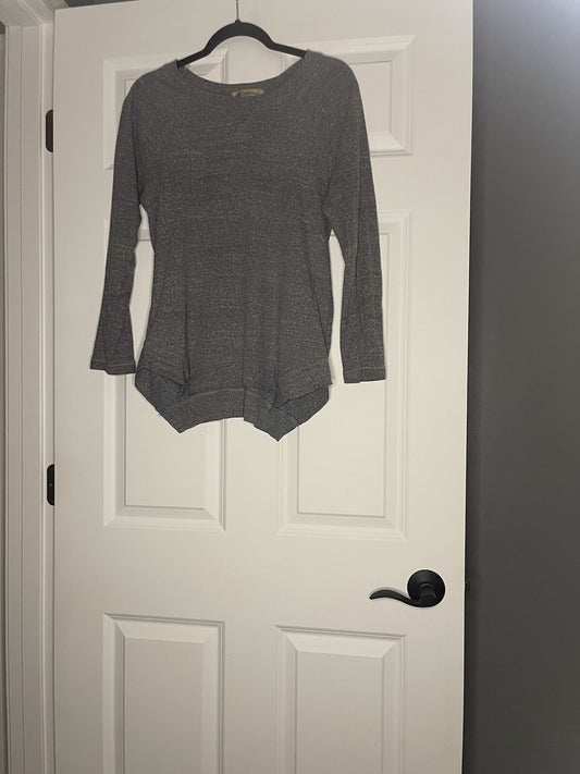 Democracy Long Sleeve Blouse Medium Heathered Gray 
