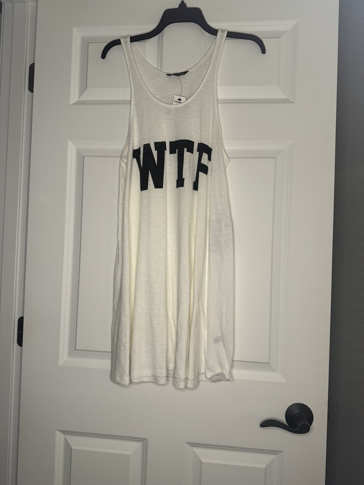 Express Sleeveless Dress Wtf White W Black Graphics XS Nwt 