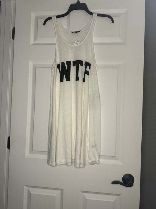 Express Sleeveless Dress Wtf White W Black Graphics XS Nwt 