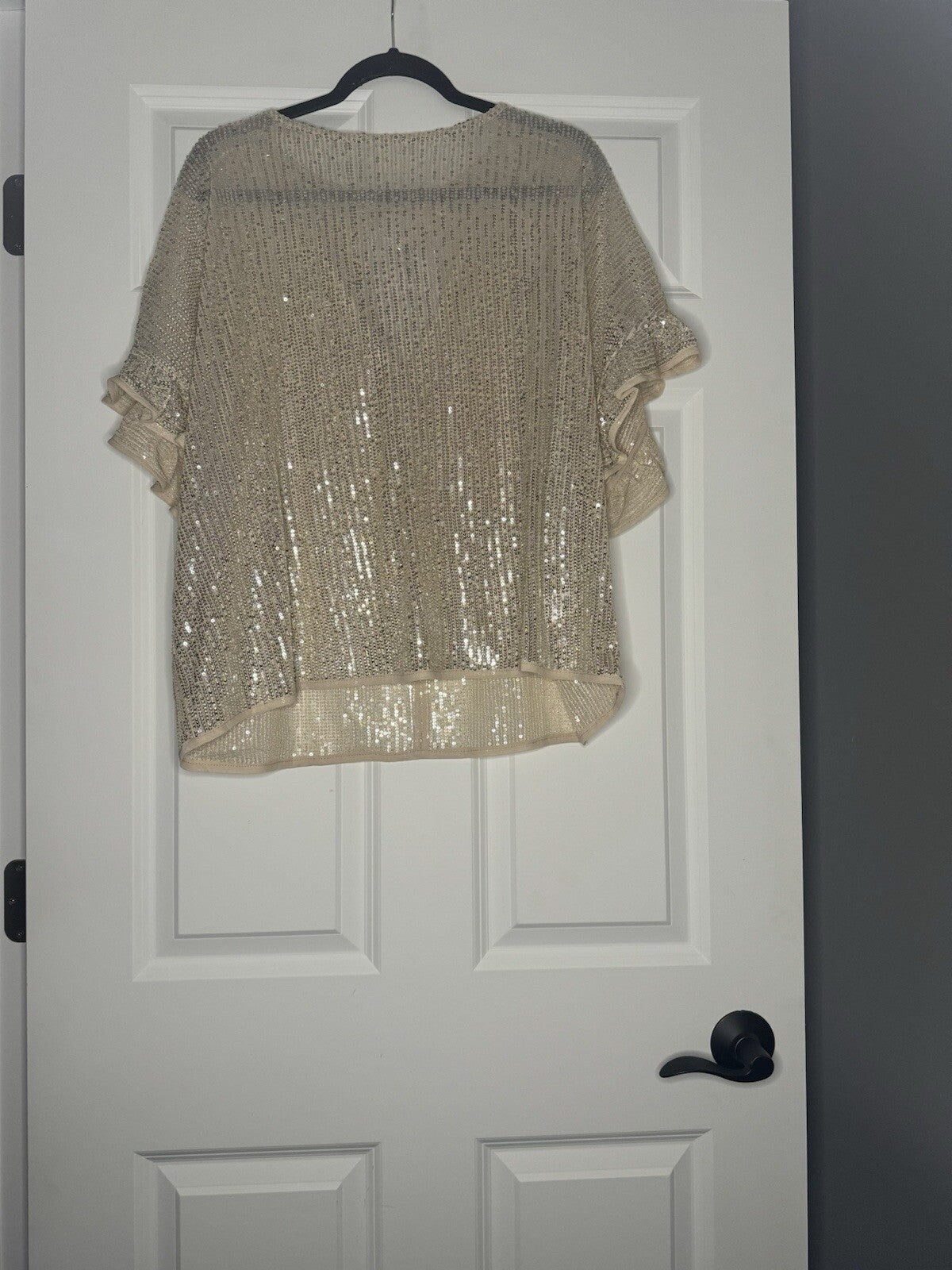 Oddy Short Sleeve Sequins Covered Blouse Gold M/l Nwt 45