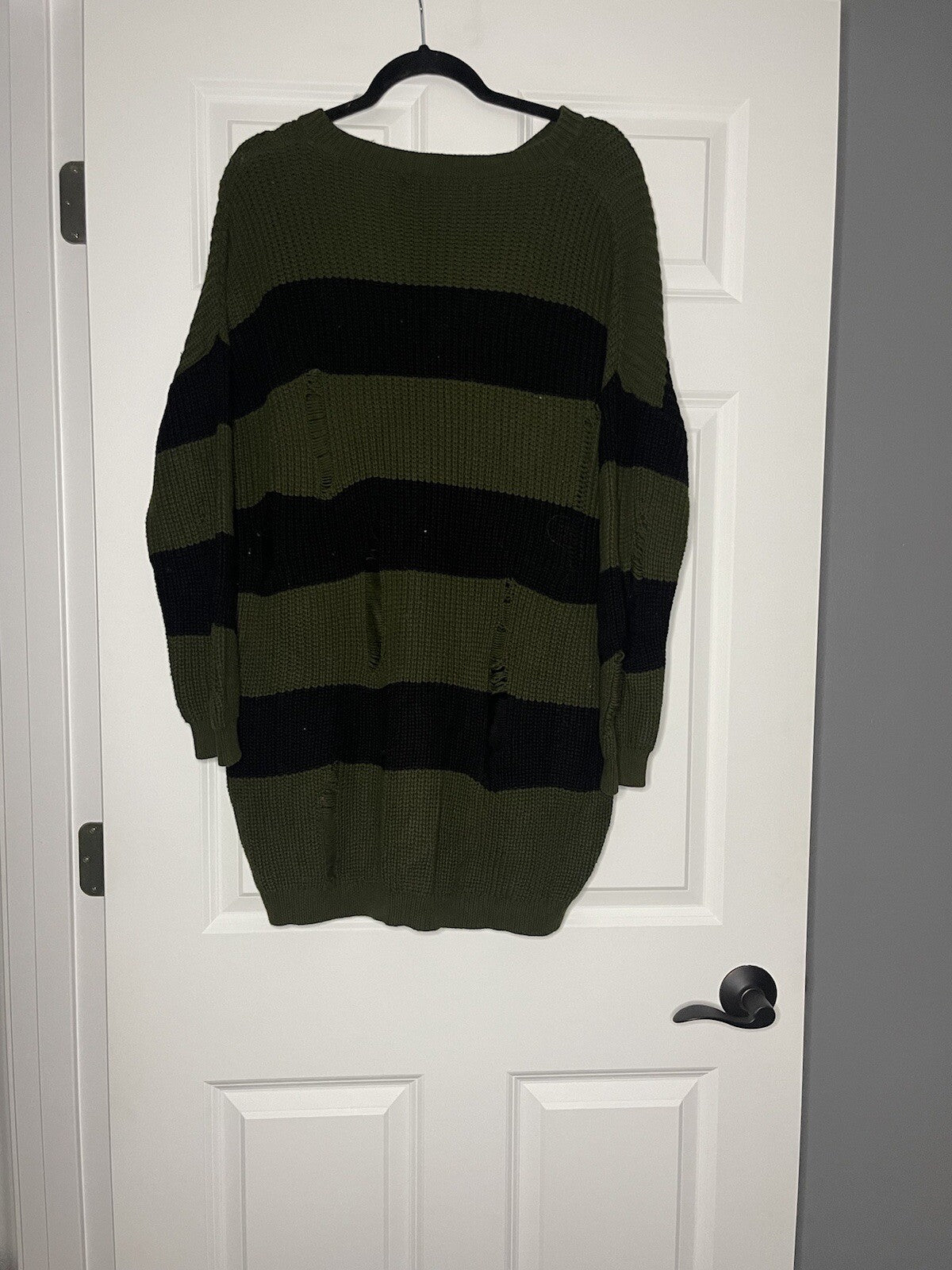 Hyfve sweater dress medium black and green distressed