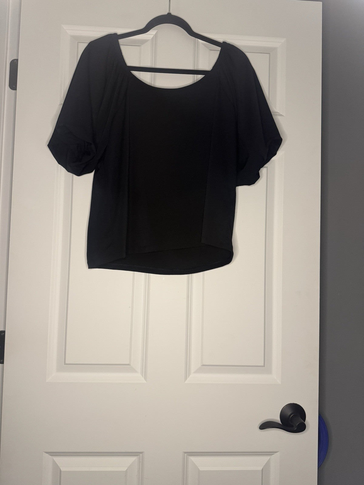 Banana Republic Off The Shoulder Short Sleeve Poofy Sleeve Top Black Large