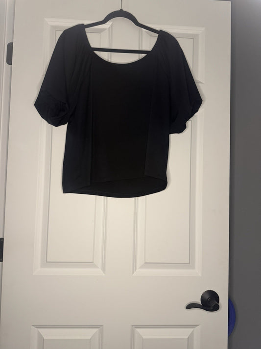 Banana Republic Off The Shoulder Short Sleeve Poofy Sleeve Top Black Large
