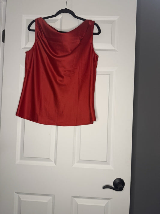 Ann Taylor Cowl Neck Sleeveless Blouse W Decorative Tie Back Large Red Nwt 