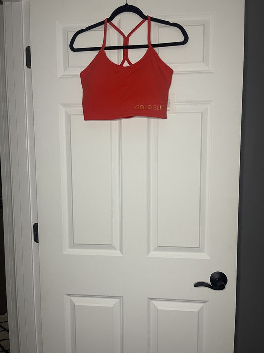 Gold elite bralette large red NWT
