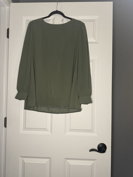 Zenana Long Sleeve Blouse Xl Green Sheer Sleeves 