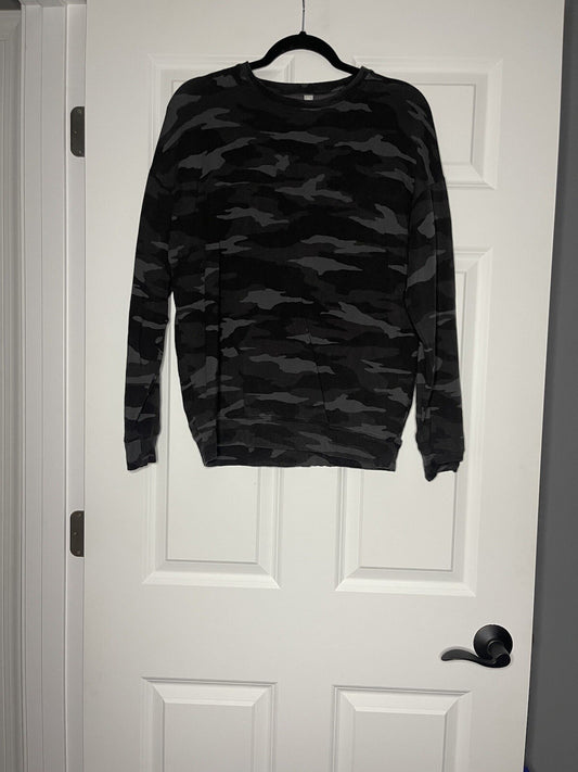 Athleta crew sweatshirt xs black gray camo 