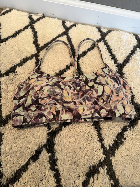 Lululemon Sports Bra Size 6 Green Peach Purple Multi Print 