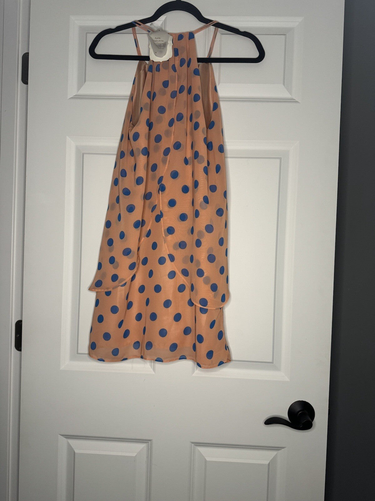 Altar’d State Sleeveless Dress Small Salmon W Blue Polka Dot Nwt 