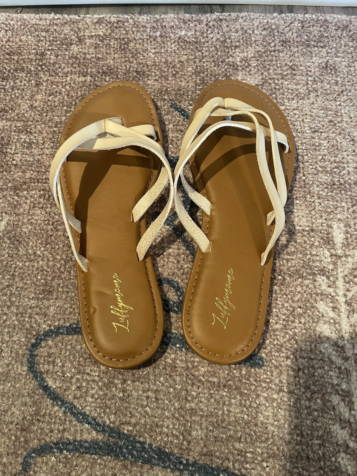 Luffymomo Flip Flops Brown And Ivory New Size 8