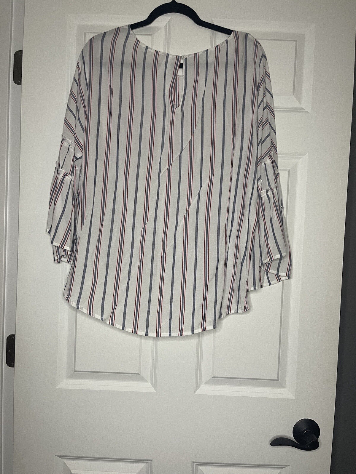 Liverpool 3/4 sleeve blouse white with red blue stripe small NWT