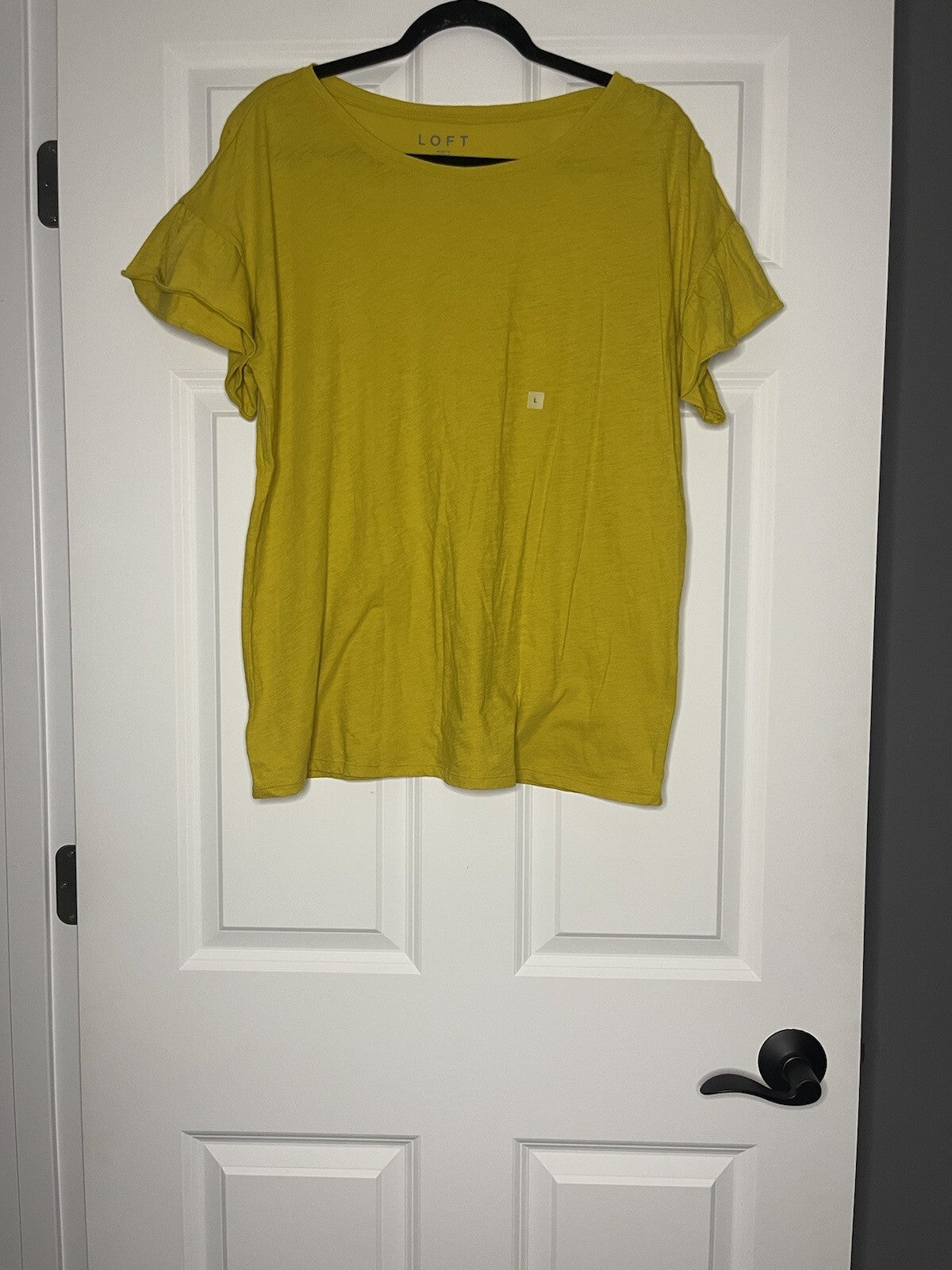 Ann Taylor loft short sleeve blouse mustard flowy sleeve large NWT