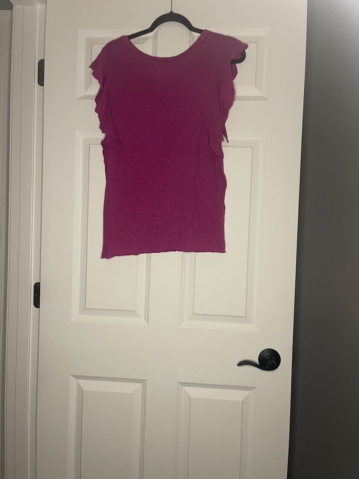 Free People Short Sleeve Top Ruffle Sleeve Small Fuscia