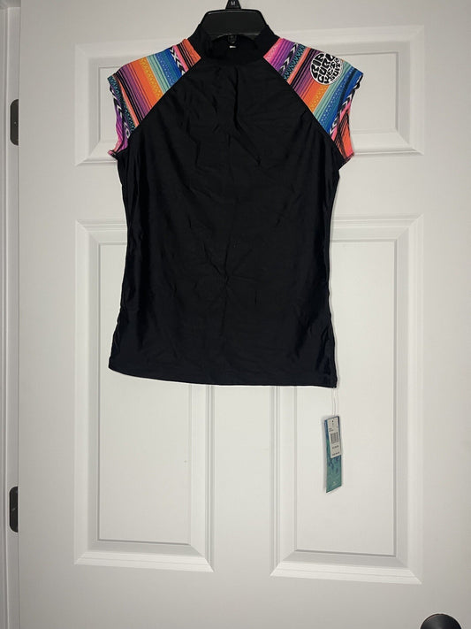 Rip curl wet uv tee large black w multicolor NWT 