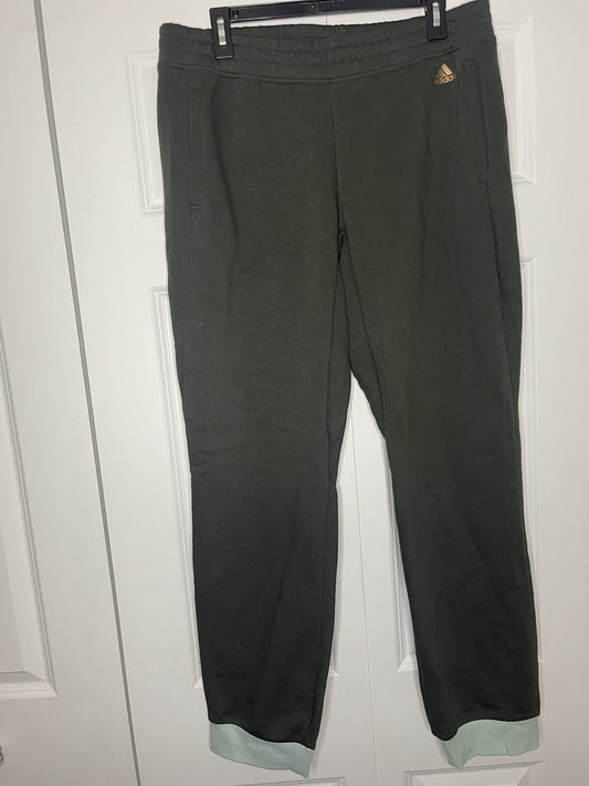 Adidas jogger sweatpants olive green with light green cuff large nwt 