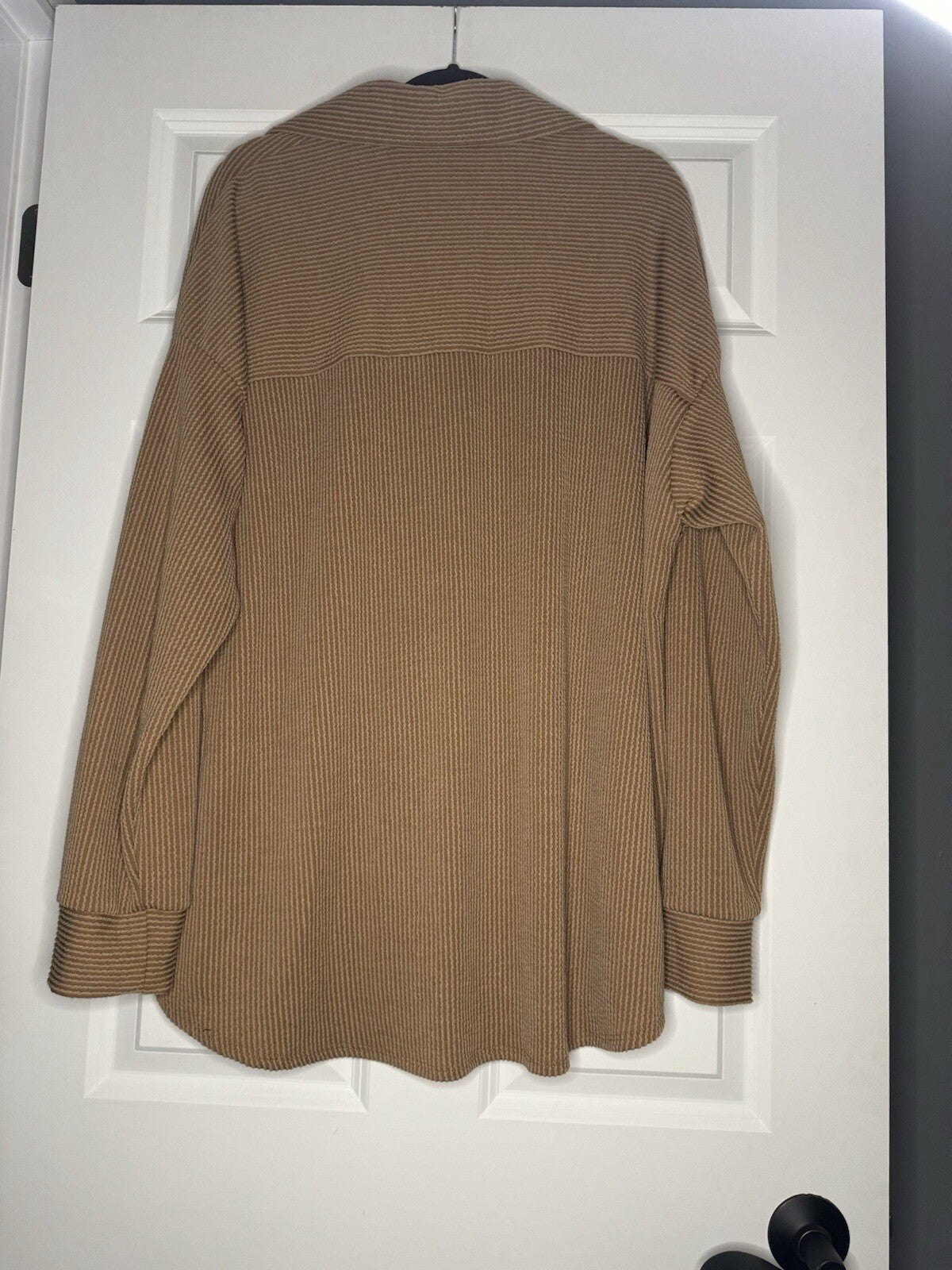 7th Ray Button Up Blouse Ribbed Brown 2xl