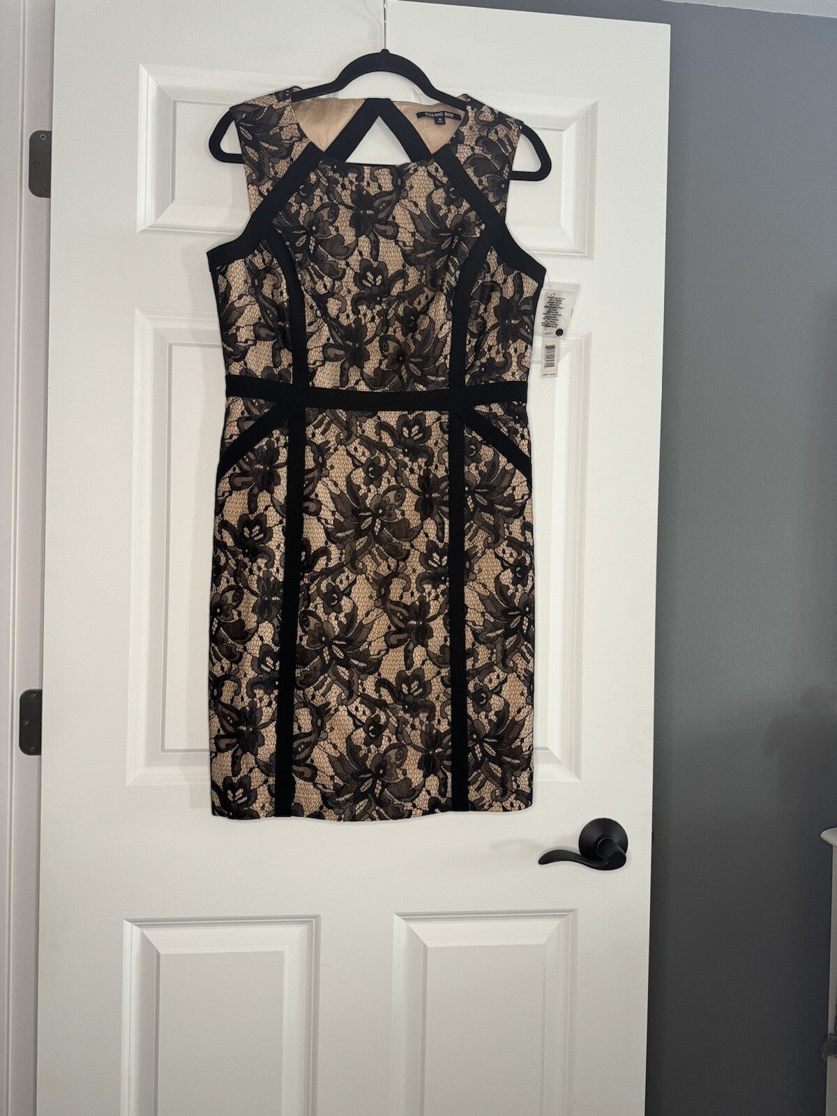 Gianni Bini Sleeveless Dress Black Lace A Beige Size 10 Nwt Msrp 139