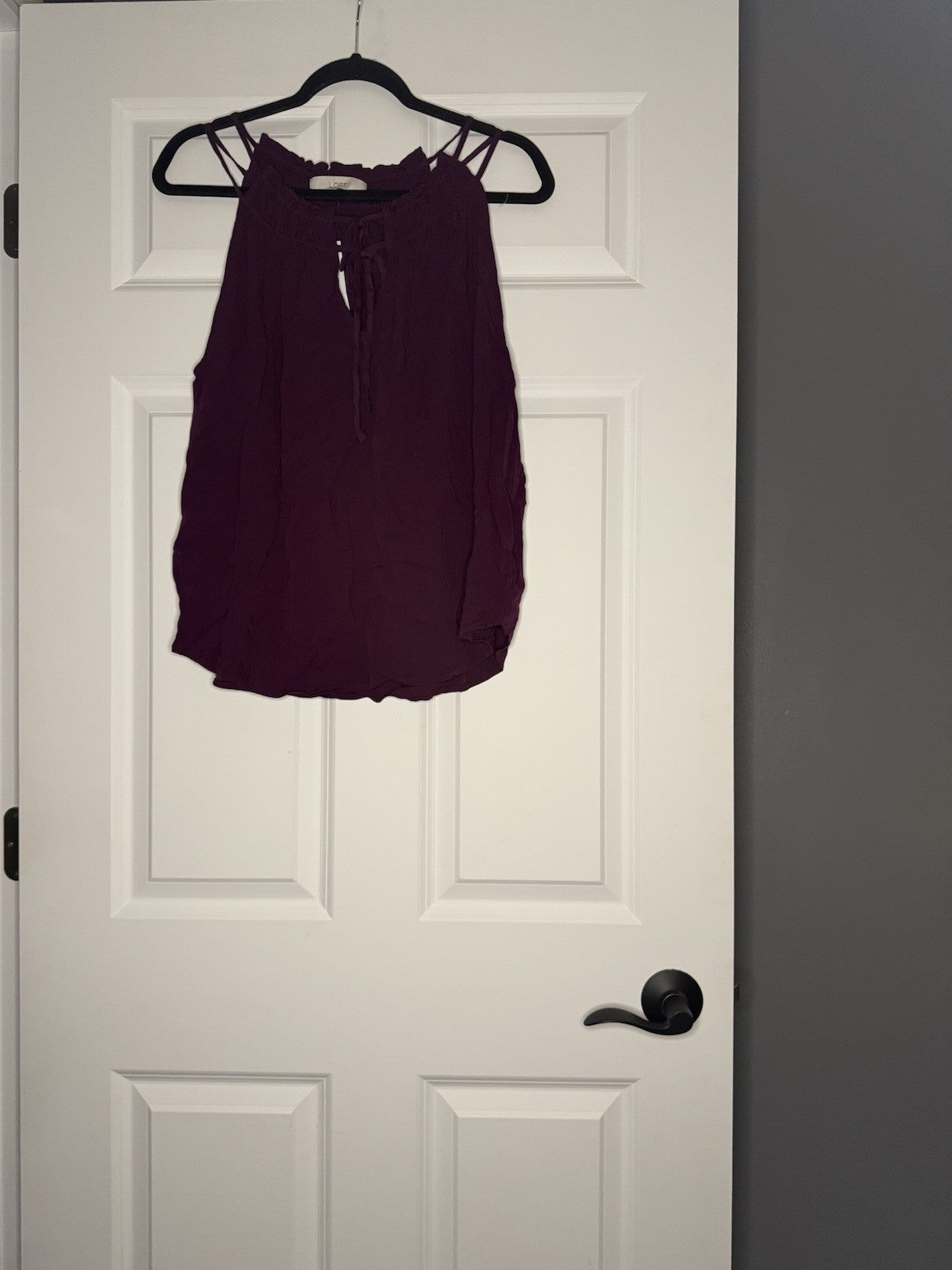 Loft Sleeveless Blouse Large Plum Tie Chest Nwt 