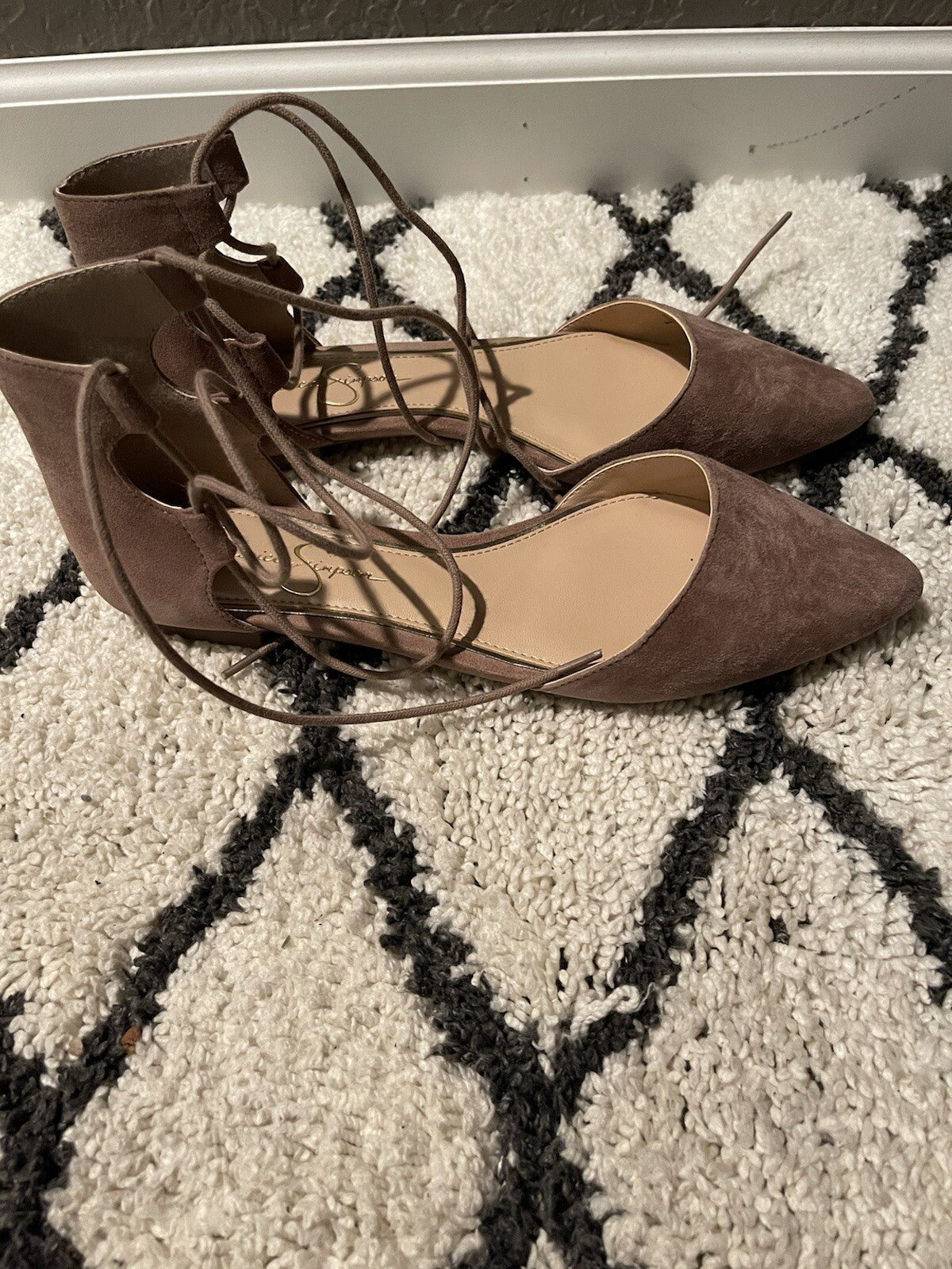 Jessica Simpson taupe strappy flats 8.5 new in box