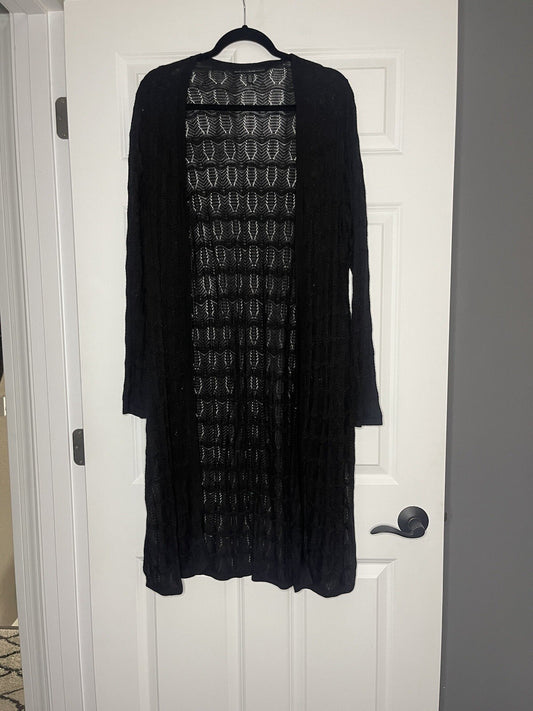 White House Black Market Plus Size Cardigan Black 1x Long