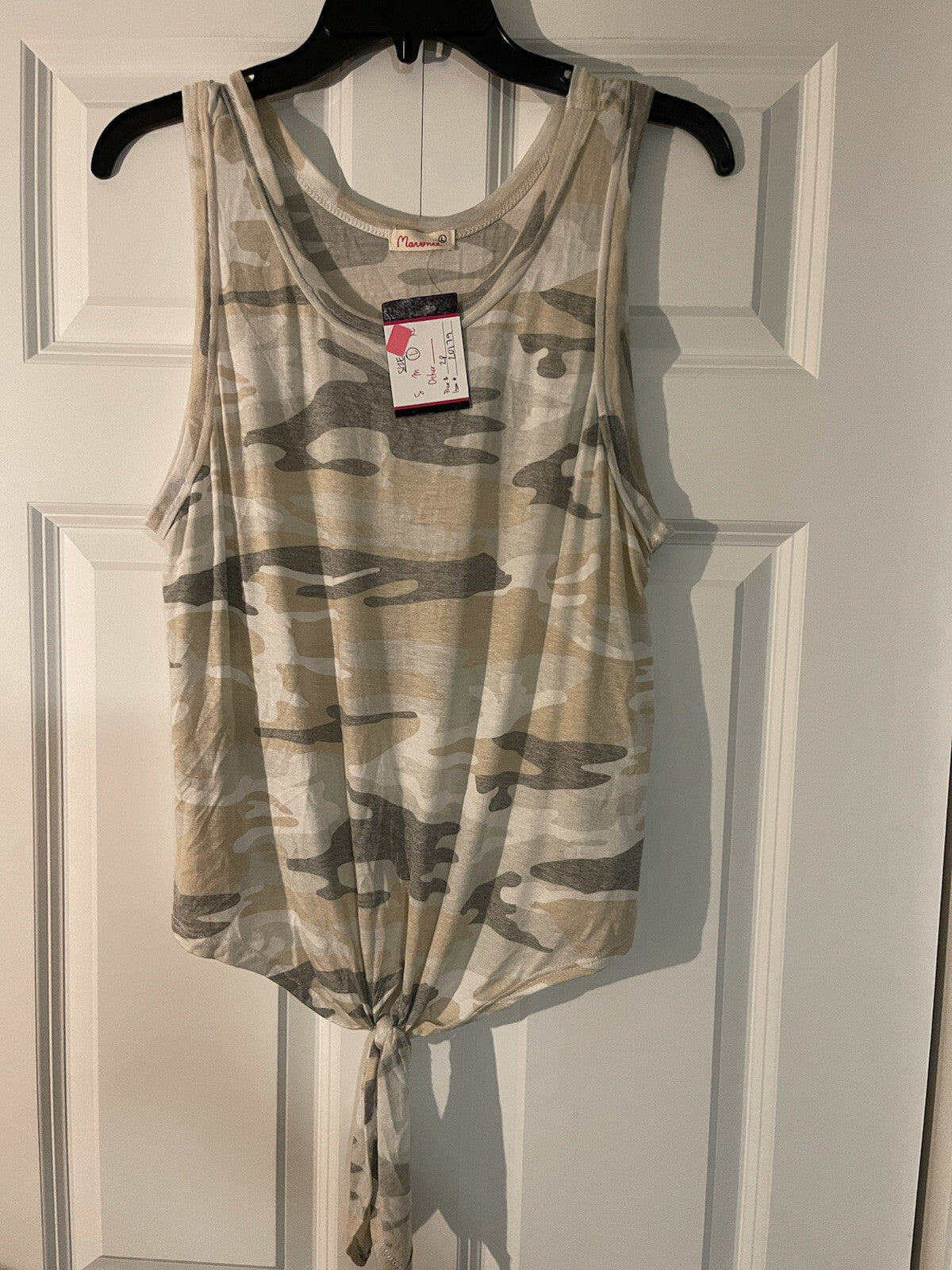 Maronie anna kaytes boutique sleeveless blouse camo large nwt 