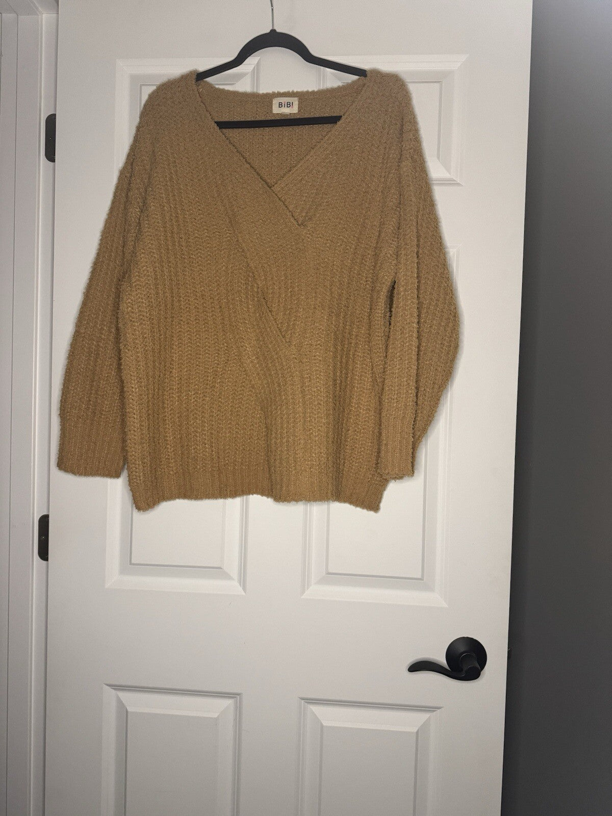 Bibi Knit Sweater Brown Overlay Front Xl 