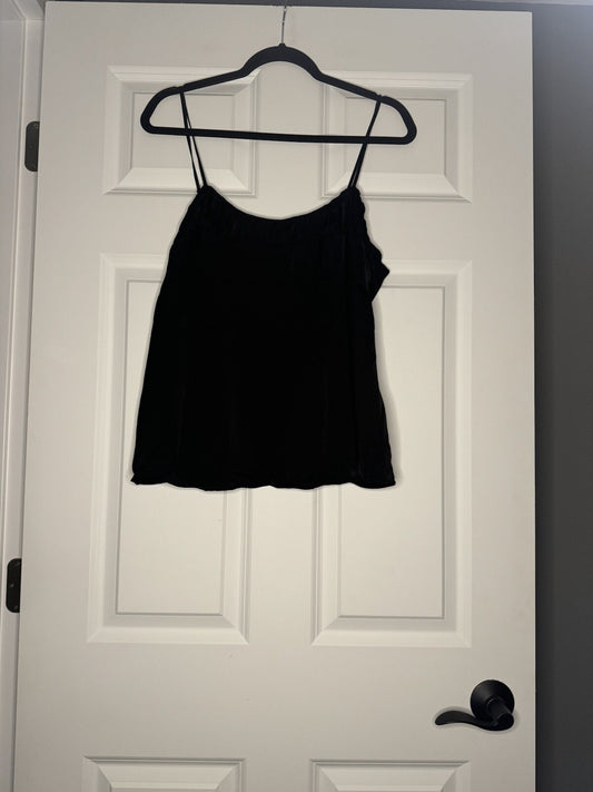 Banana Republic Sleeveless Blouse Zip Up Side Size 14 Black Nwt 