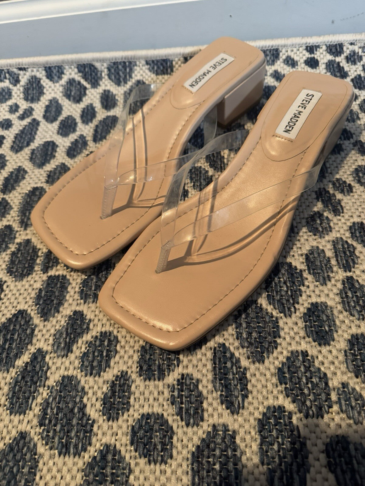 Steve Madden Claudette Sandals Size 10 Clear Straps Brown Bottom 