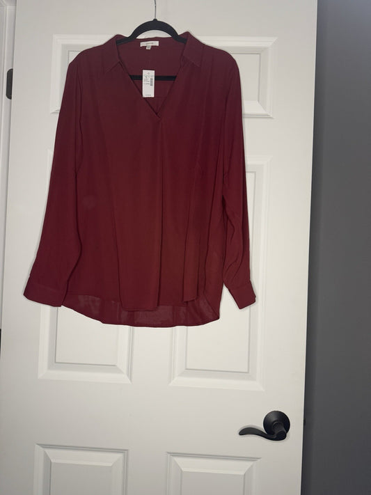 Maurice’s Long Sleeve Blouse Maroon Xl Nwt 
