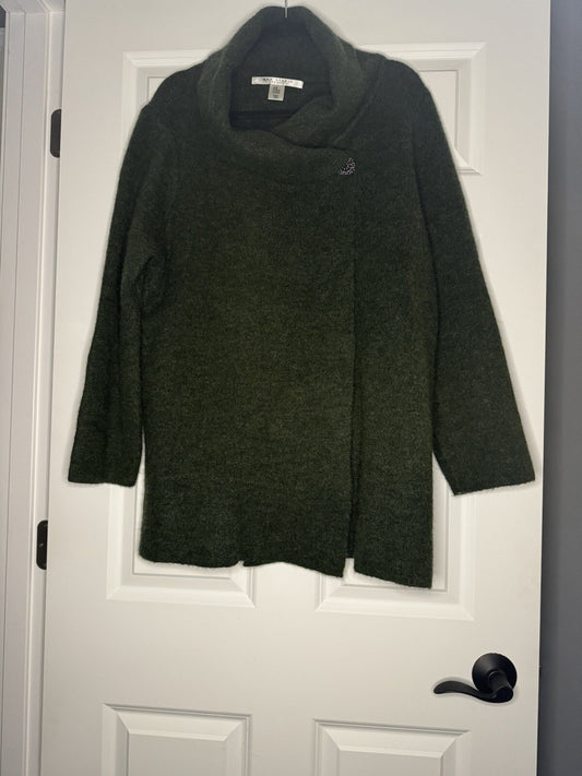 Max Studio Cardigan 2x Green W Decor Button 