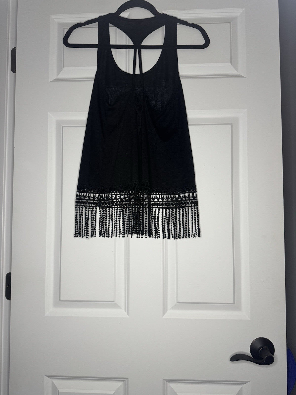 Way To Celebrate Patriotic Tank Large 11-13 Happy Vibes Black Fringe Red White B