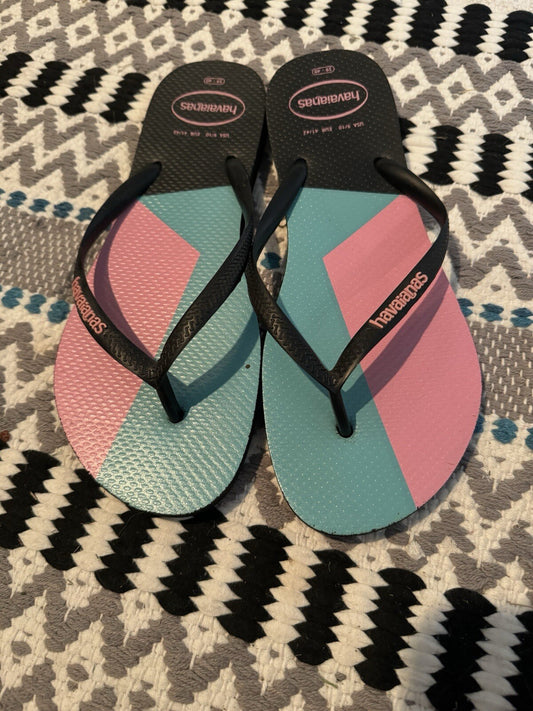 Havaianas Flip Flops 9/10 Black Pink Green 