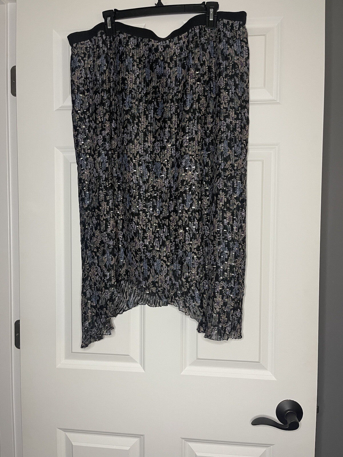 Good Hart By Matilda Jane Skirt 2xl Black With Blue Silver Purple Floral Nwt