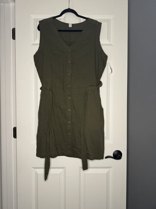 Old Navy Sleeveless Dress With Belt Xl Green With Pockets Nwt 
