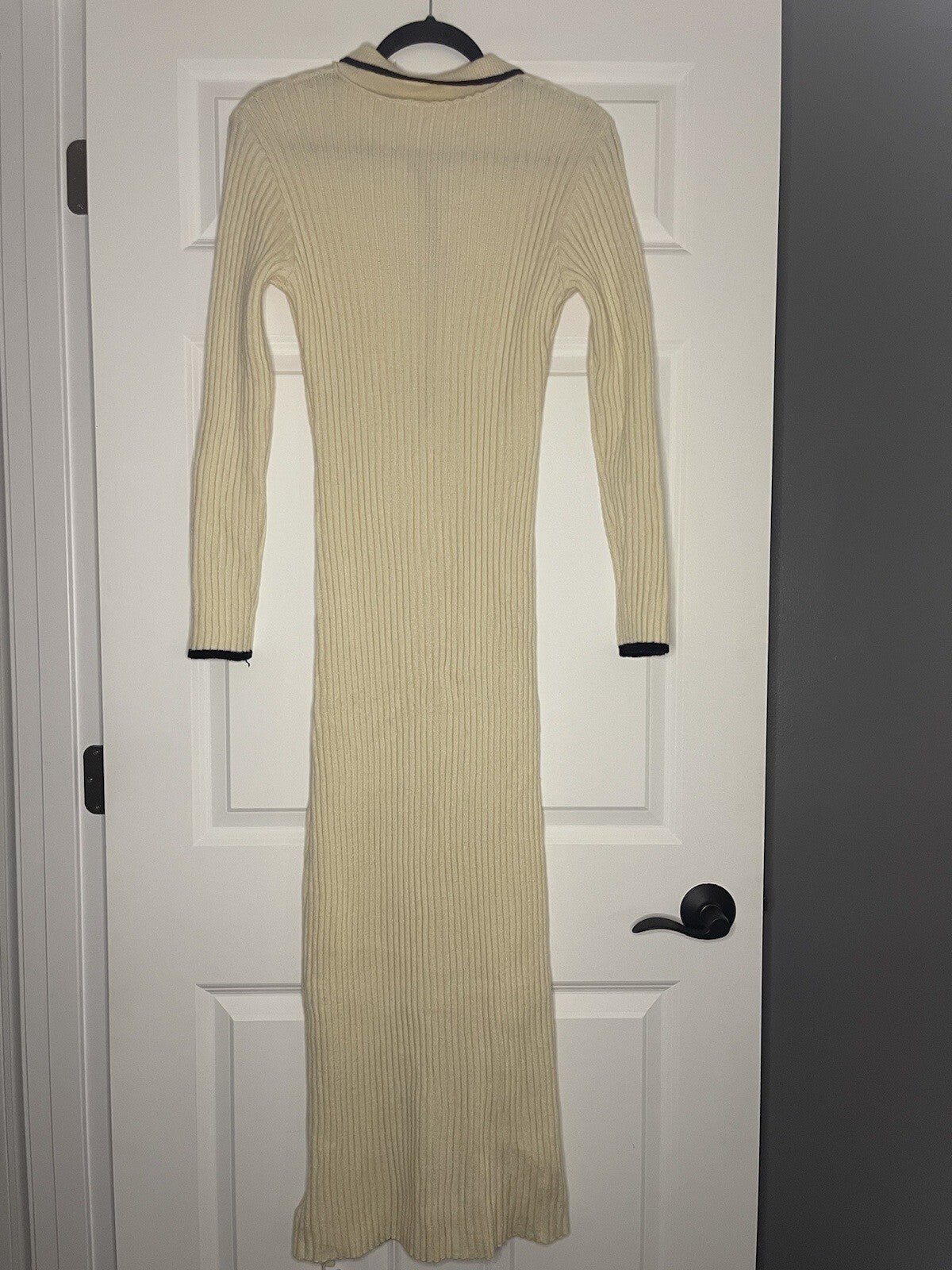 Commense Sweater Dress Xl Cream With Black Trim Ribbed New With Tags