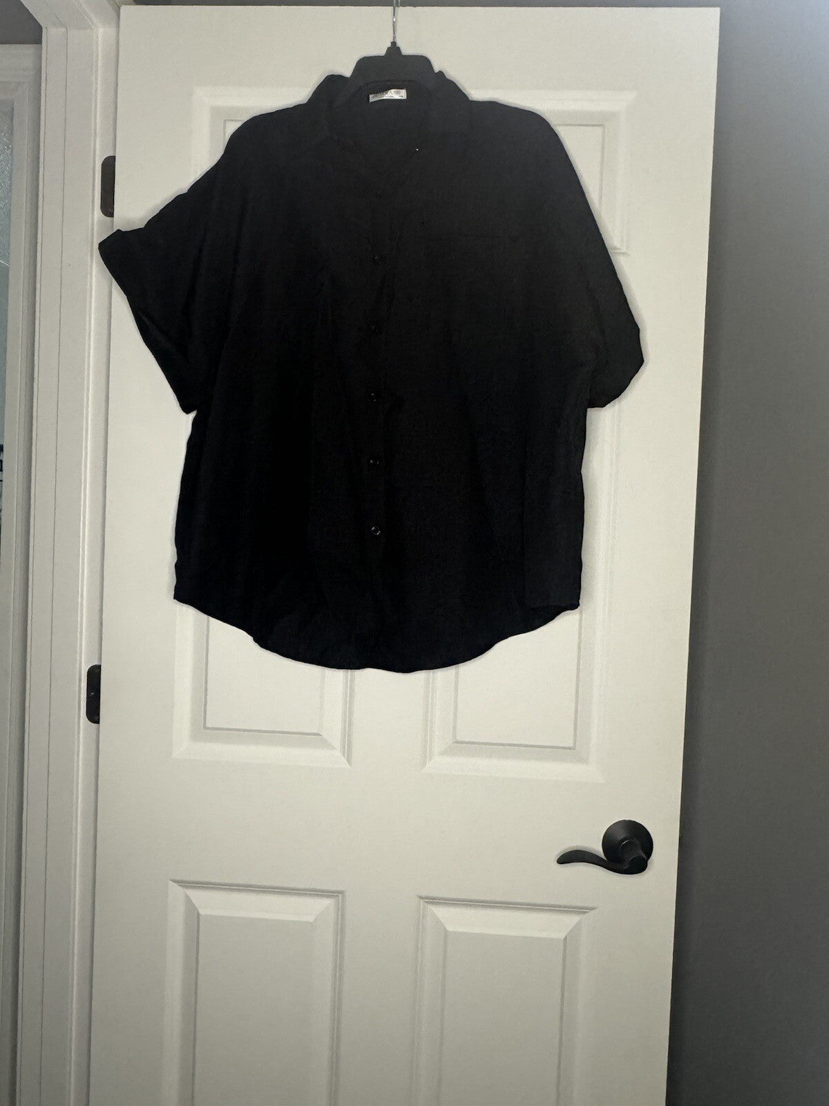 In’voland Short Sleeve Button Up Blouse 16w Black 