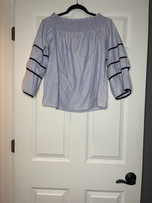 Listicle 3/4 sleeve blouse blue and white 