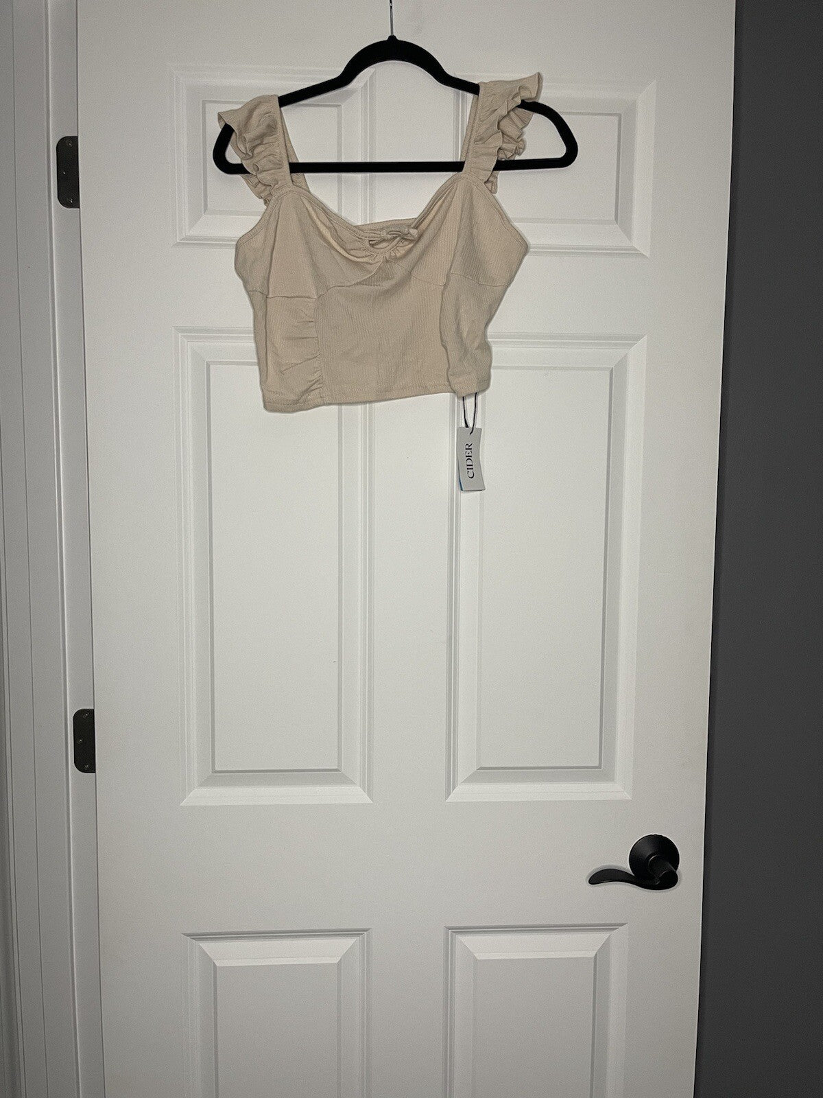 Cider ribbed cropped sleeveless blouse cream xl NWT