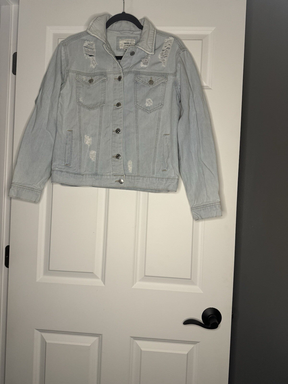 Forever 21 Jean Jacket Distressed Light Wash Small 