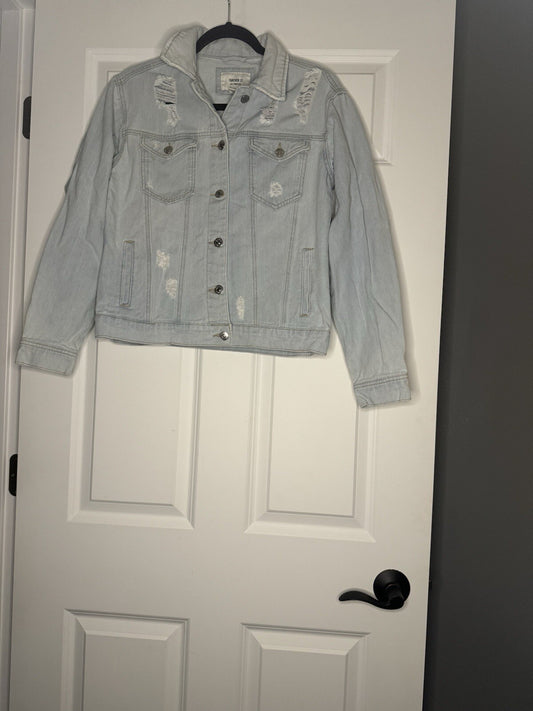 Forever 21 Jean Jacket Distressed Light Wash Small 