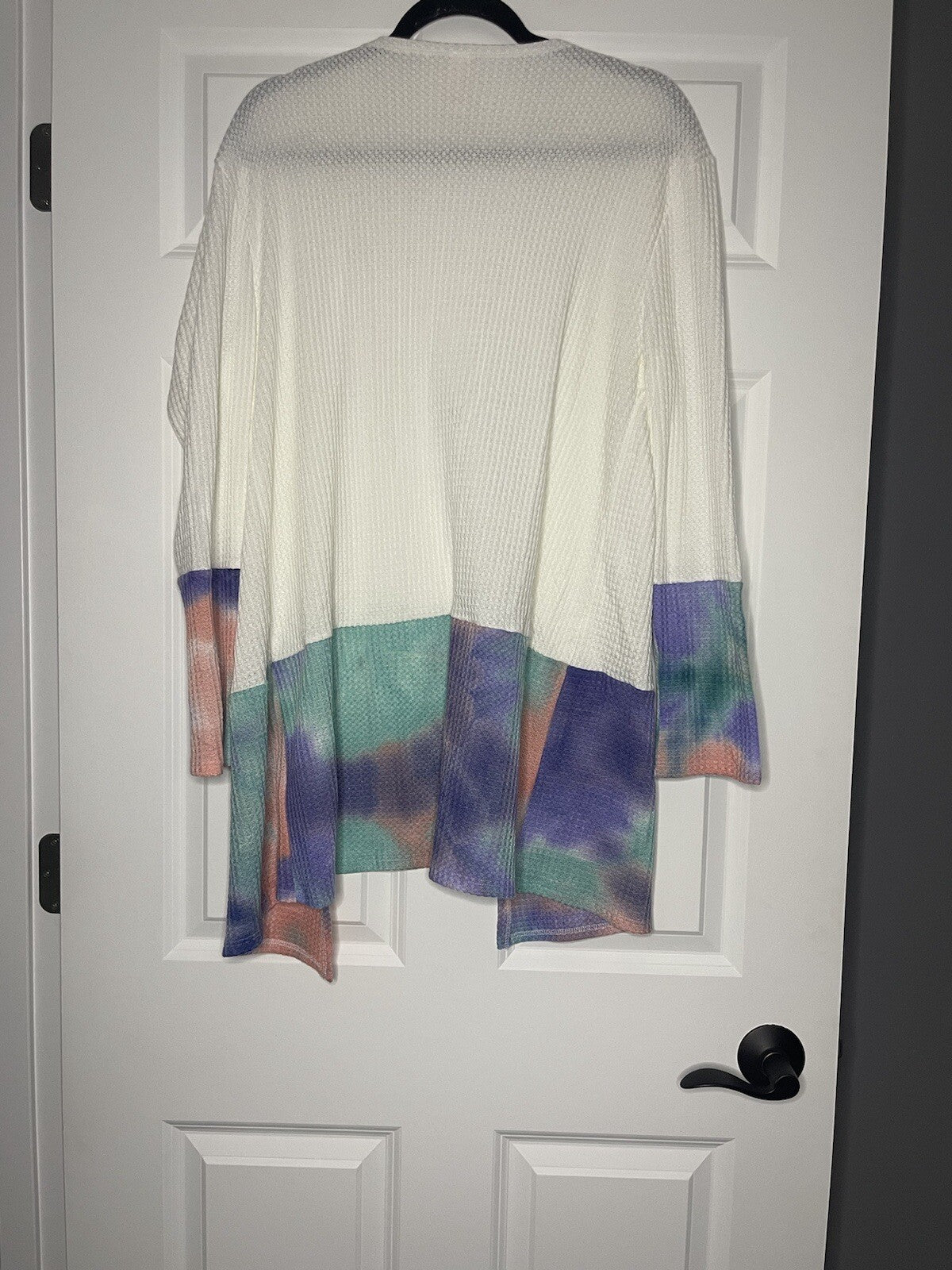 Red lolly cardigan medium white with pink green purple tie dye 