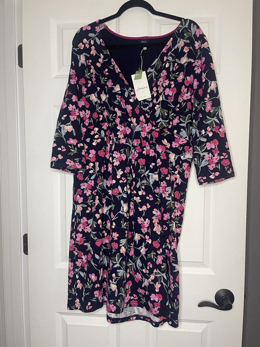 Joules Dress Navy With Multicolor Floral Size 14 Nwt 
