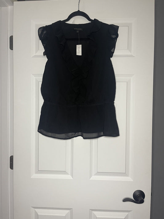 Banana Republic  sleeveless blouse black cinched waist large NWT