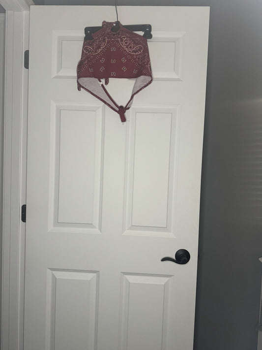 Unbranded Small Halter Crop Top Bandana Print Red 