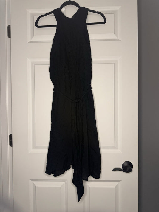 Loft Sleeveless Dress Size 14 Black With Stitching Short W Belt