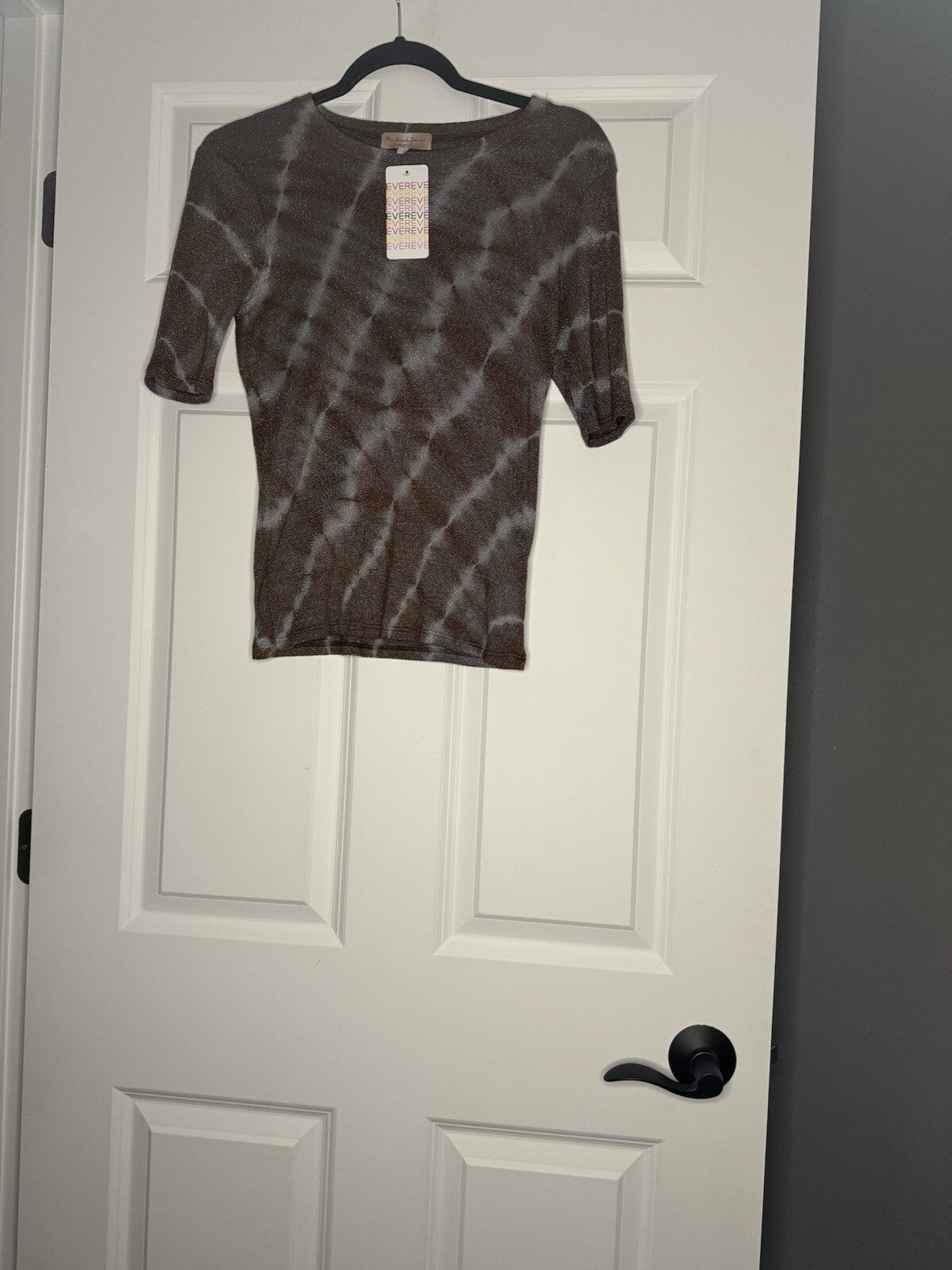 Michael Stars Lilly Shine Tie Dye Tee Small Brown Gray Sparkle Nwt 88