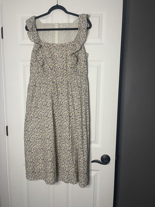 Madewell sleeveless dress cream with multicolor floral print size 12