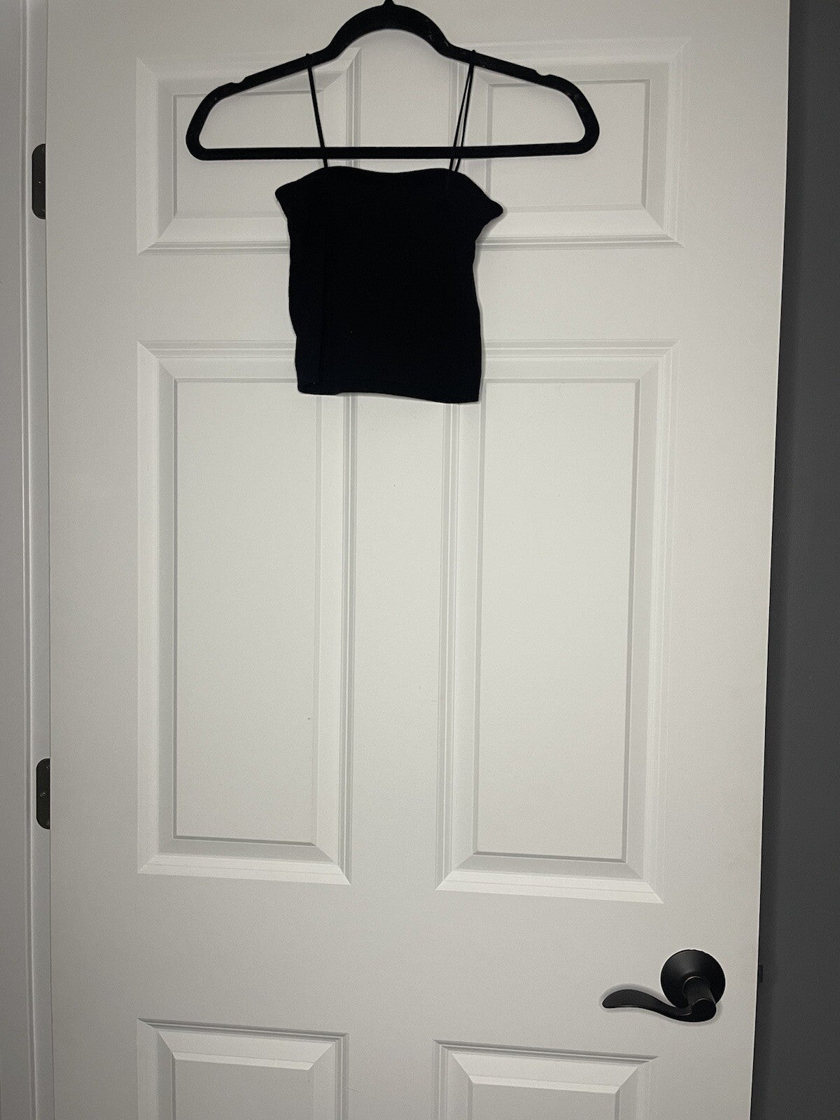 American Eagle Ribbed Black Crop Tank Small